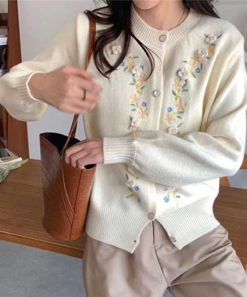 「deux amour」 ニットカーディガン FREE ホワイト レディース_画像2