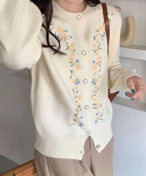 「deux amour」 ニットカーディガン FREE ホワイト レディース_画像4