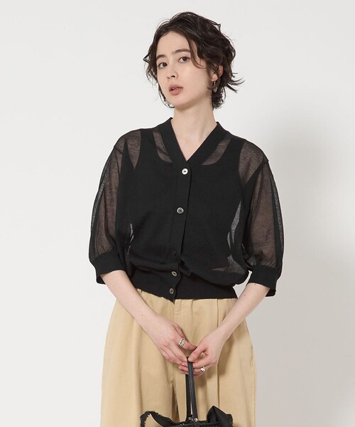 【UNITED ARROWS】シアー Vネック カーディガン 5SL UNITED ARROWS カーディガン シアー Vネック 5SL レディース