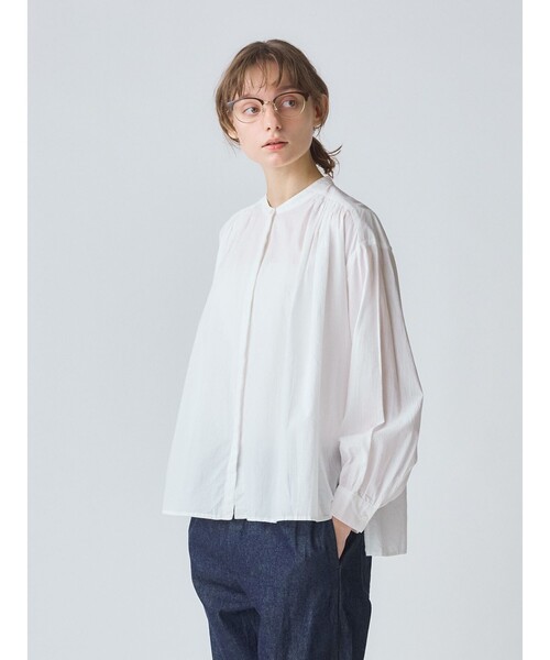 MidiUmi（ミディウミ） ブラウス シャツ ギャザーワイドシャツ