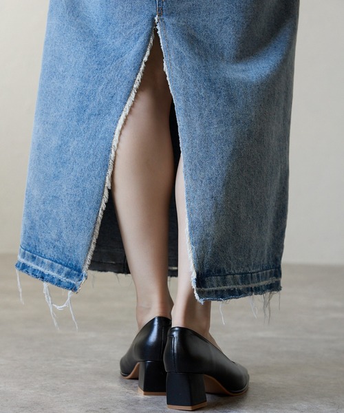 SHE HER HER HERS パンプス スクエアトゥチャンキーヒールパンプス