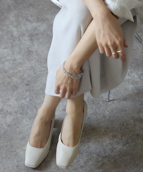 PRADA ニットファブリック スクエアトゥ チャンキーヒール パンプス STYLEBLOCK パンプス チャンキーヒールスクエアトゥパンプス