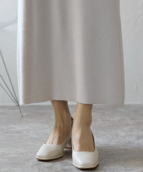 SHE HER HER HERS パンプス スクエアトゥチャンキーヒールパンプス