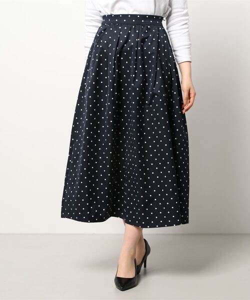 SLOBE IENA」 フレアスカート 40 ネイビー レディース