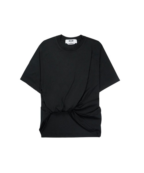 MSGM（エムエスジーエム） tシャツ 半袖 ドレープディテール コットン