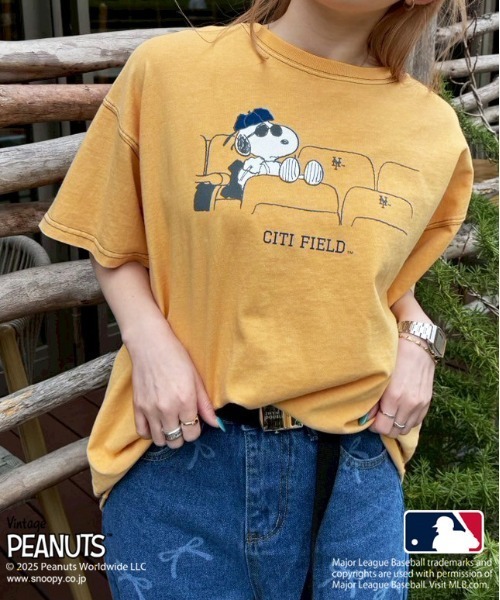 tシャツ MLB×PEANUTSコラボ STADIUM BIG TEE レディース
