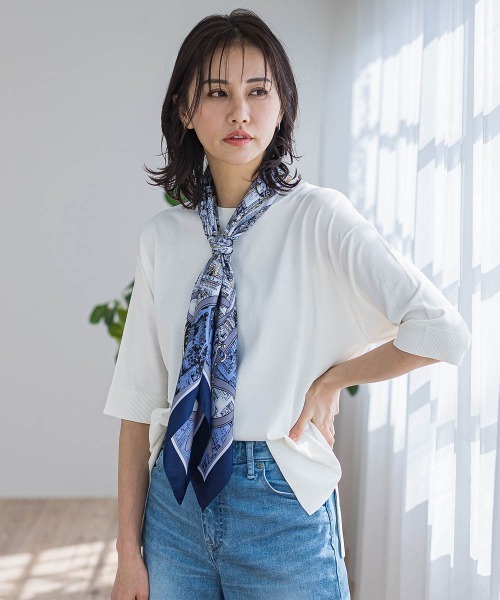 ニット セーター 5分袖Tシャツライクニット「手洗い可能」 レディース