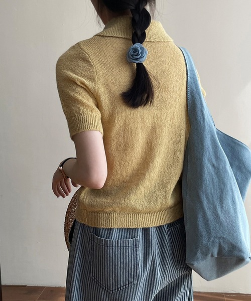 Girly Doll ニット セーター 襟付き半袖サマーニット レディース