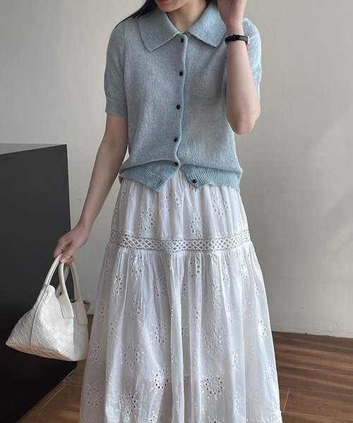 Girly Doll ニット セーター 襟付き半袖サマーニット レディース
