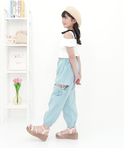 高い素材 パンツ des Bee カットアウト 子供服 キッズ パラシュートパンツ パンツ