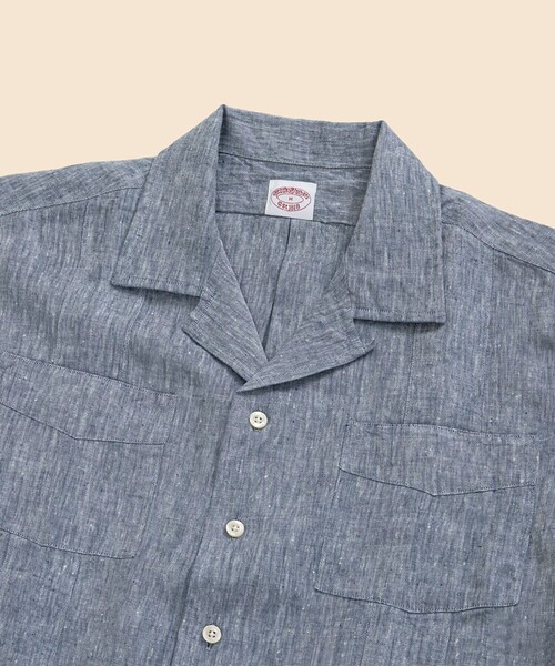 Brooks Brothers 濃紺 半袖リネンシャツ BROOKS BROTHERS シャツ リネン キューバシャツ メンズ