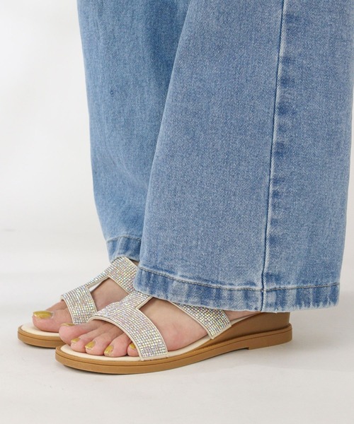 あーちゃん❗【新品タグ付き】完売 ❗Iストラップラインストーンサンダル AAA+ サンダル Iストラップラインストーンサンダル レディース