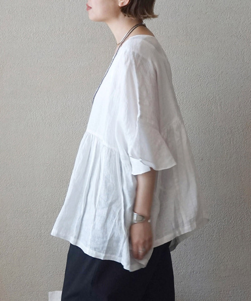 JOURNAL STANDARD LUXE ブラウス シャツ 60リネン ギャザープル