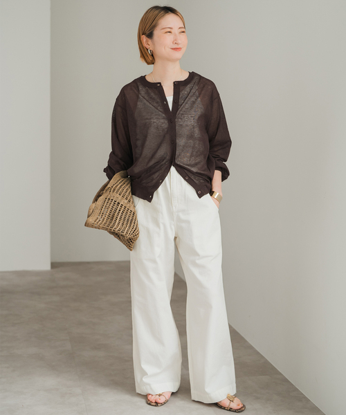 Spick＆Span カーディガン 2WAYシアークルーネックカーディガン