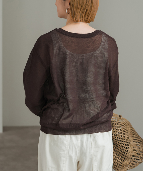 Spick＆Span カーディガン 2WAYシアークルーネックカーディガン
