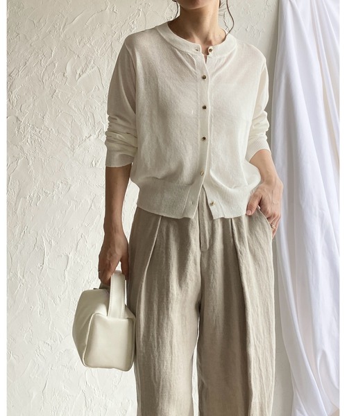 涼しげゴールドショート丈カーディガン She's Closet uvカット カーディガン 夏 UVカット 接触冷感 ショート丈