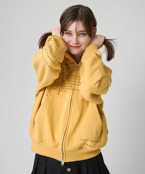 「WISH FOR EVER」 ジップアップパーカー LARGE ブラック メンズ