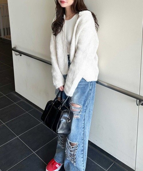 「nelliy.」 ダメージ加工デニムパンツ MEDIUM ブルー レディース