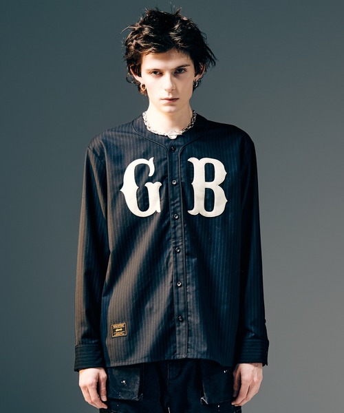 glamb（グラム） シャツ Stripe Baseball Shirt / ストライプベース