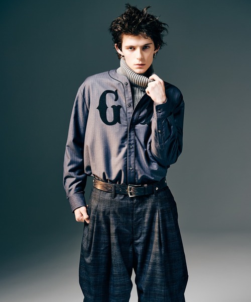 glamb（グラム） シャツ Stripe Baseball Shirt / ストライプベース