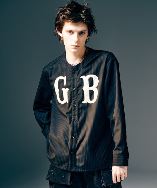 glamb（グラム） シャツ Stripe Baseball Shirt / ストライプベース