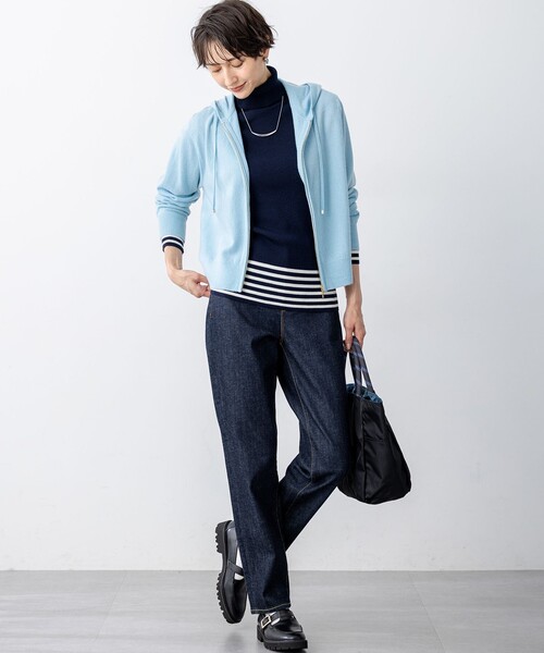 ✨希少サイズ✨　23区　ニットパーカー　カシミヤ混　ネイビー　46 4L相当 23区｜【見上愛さん着用/洗える】ピュアカシミヤ ジップアップ ニット
