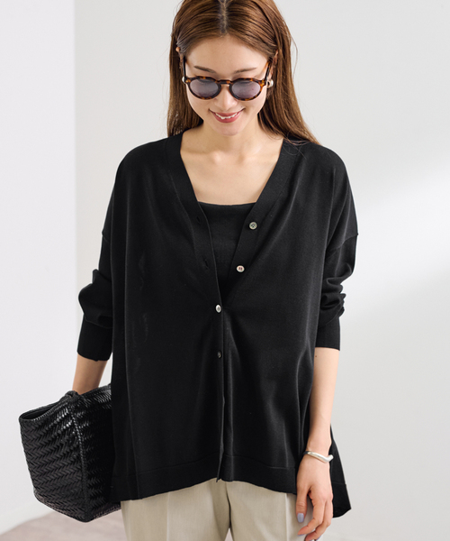 FRAMeWORK Vネック ビッグカーディガン ネイビー FREE FRAMeWORK V