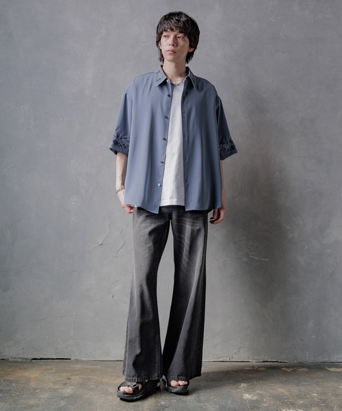 「HARE」 半袖シャツ SMALL ブラック メンズ_画像5