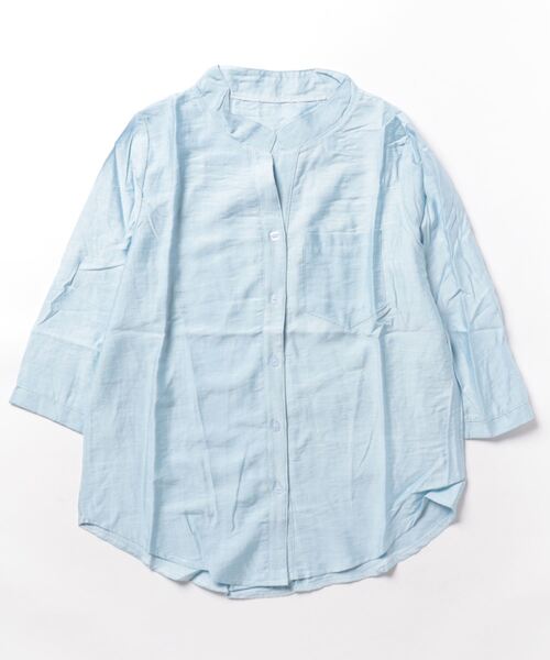 「BLANC FICELLE」 7分袖シャツ L ネイビー メンズ_画像4