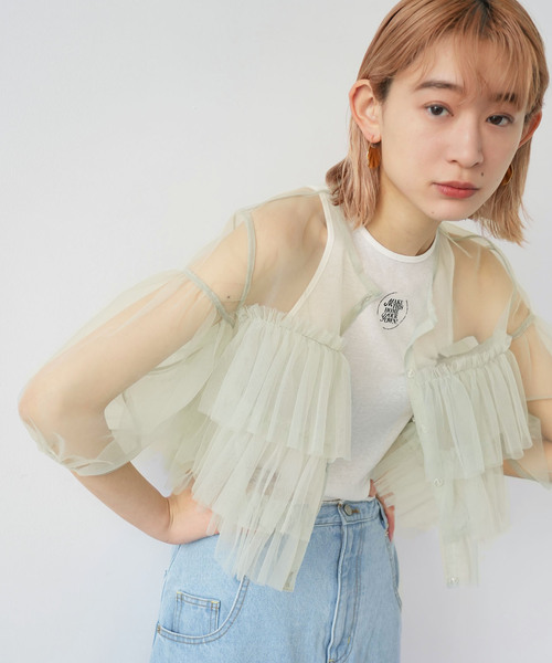 「SLOBE citron.」 7分袖ブラウス FREE ライトグリーン レディース_画像6