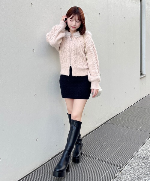 one way（ワンウェイ） ニット セーター ファー付きニットパーカー