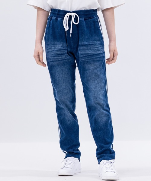 新品SALE価格!!★サイドライン テーパード型 アンクルデニムパンツ／ブルー JOHN'S CLOSET（ジョンズクローゼット） ジーンズ 「13」カットデニム
