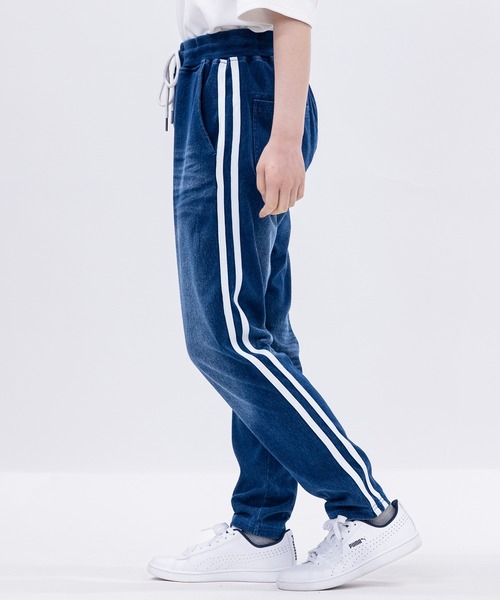 新品SALE価格!!★サイドライン テーパード型 アンクルデニムパンツ／ブルー JOHN'S CLOSET（ジョンズクローゼット） ジーンズ 「13」カットデニム