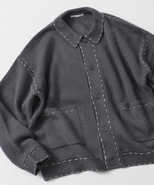 Firsthand（ファーストハンド） カーディガン 配色 ハンド ステッチ