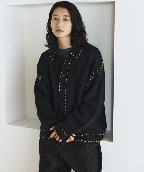 Firsthand（ファーストハンド） カーディガン 配色 ハンド ステッチ