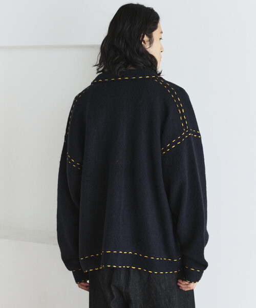 Firsthand（ファーストハンド） カーディガン 配色 ハンド ステッチ