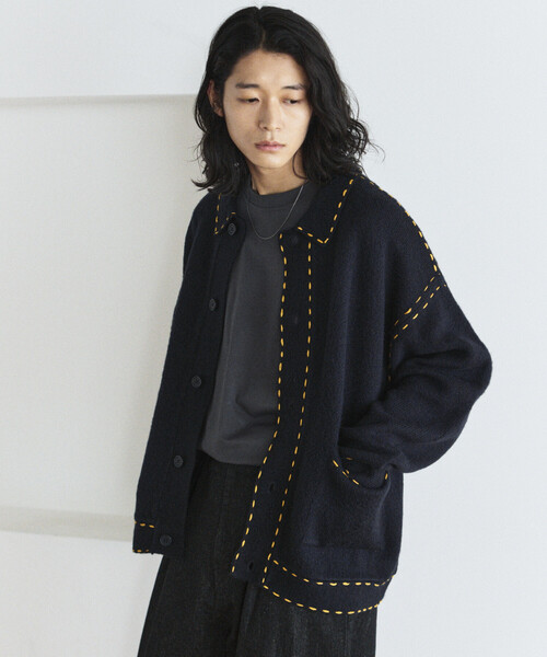 Firsthand（ファーストハンド） カーディガン 配色 ハンド ステッチ