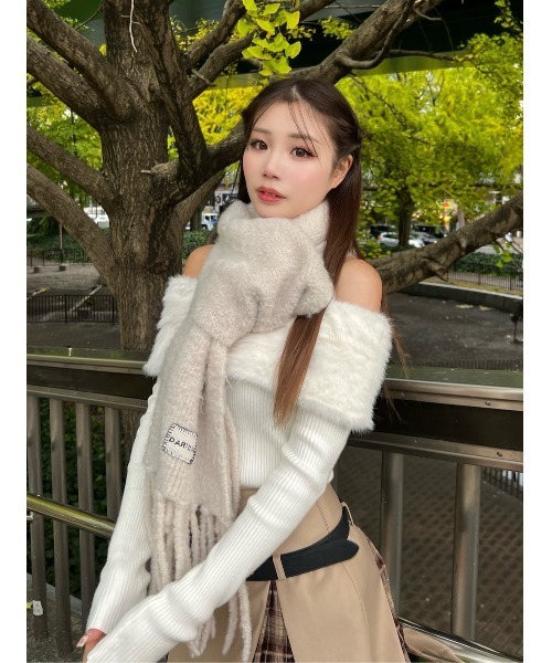 ダーリッチ 白 ニット ダーリッチ Darich ランダムパールニットトップス （ホワイト