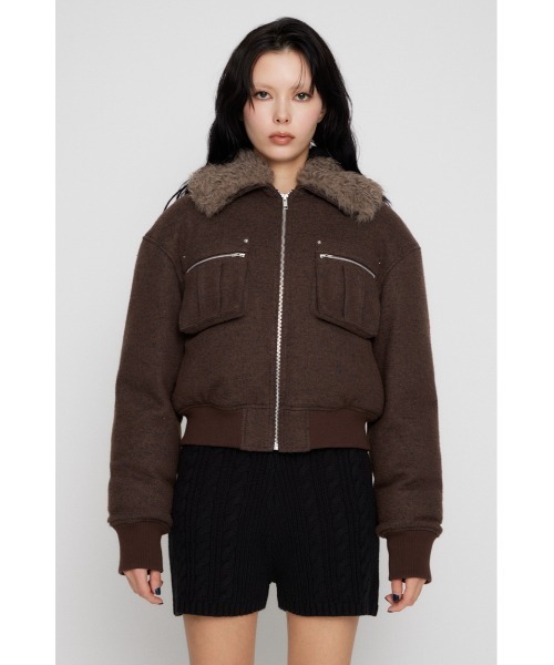 ラグアジェム　laguagem アウター　ブルゾン　ブラウン LAGUA GEM（ラグアジェム） ブルゾン アウター STAND NECK FAUX
