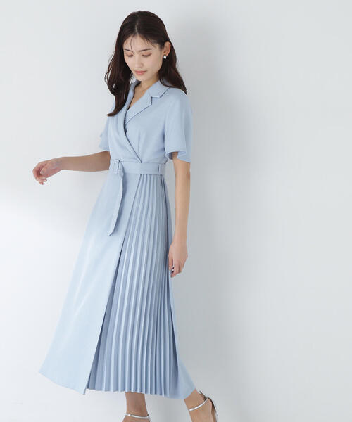「NATURAL BEAUTY BASIC」 半袖ワンピース SMALL ネイビー レディースの画像