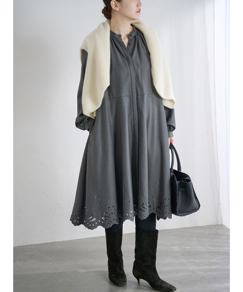 IENA（イエナ） ワンピース エンブロイダードティアードレス