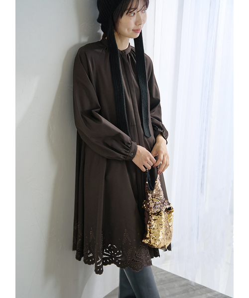 IENA（イエナ） ワンピース エンブロイダードティアードレス