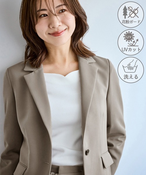 ジャケット テーラードジャケット 入学式 360°ウルトラストレッチ テーラードジャケット/ UVカット・花粉ガード・入卒式・セットアップ対応の画像