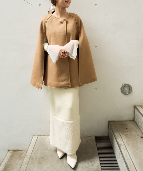 「EMMA　ROUGE VIF」 ポンチョ フリー ブラック レディース_画像3