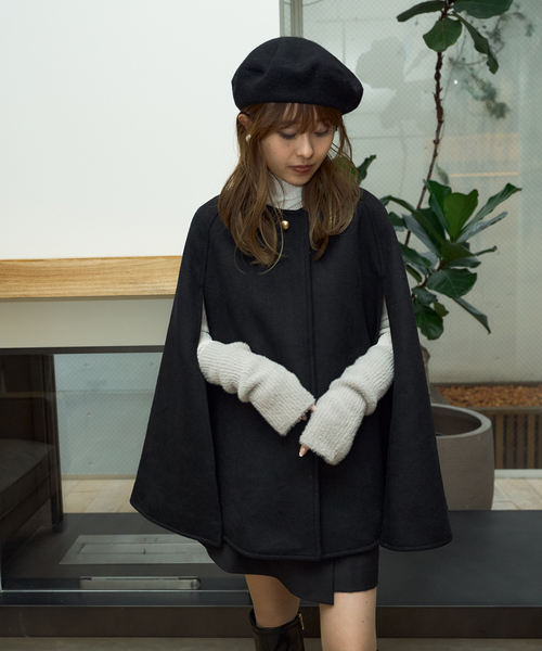 「EMMA　ROUGE VIF」 ポンチョ フリー ブラック レディース_画像7