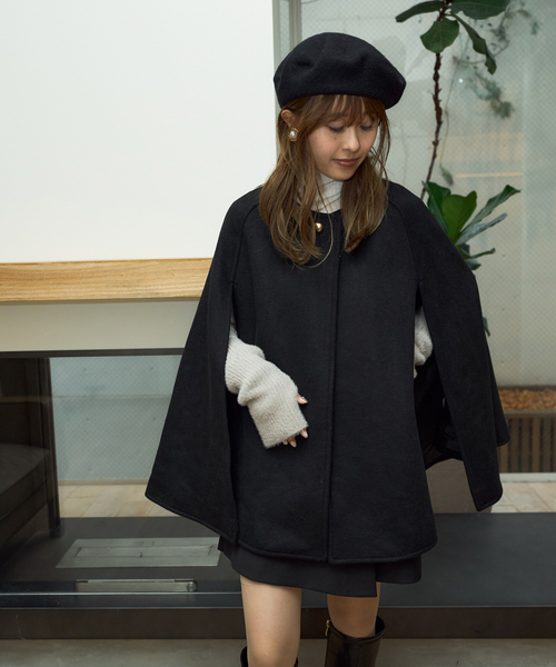 「EMMA　ROUGE VIF」 ポンチョ フリー ブラック レディース_画像8