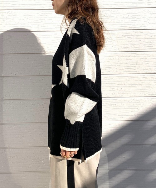 「Q」 長袖ニット MEDIUM ブラック レディース_画像2