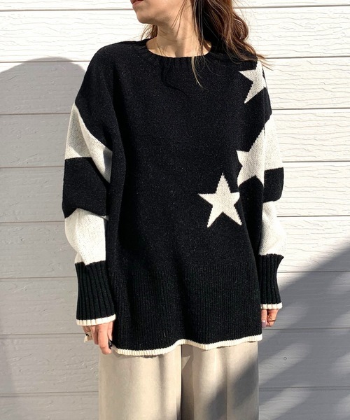 「Q」 長袖ニット MEDIUM ブラック レディース_画像3