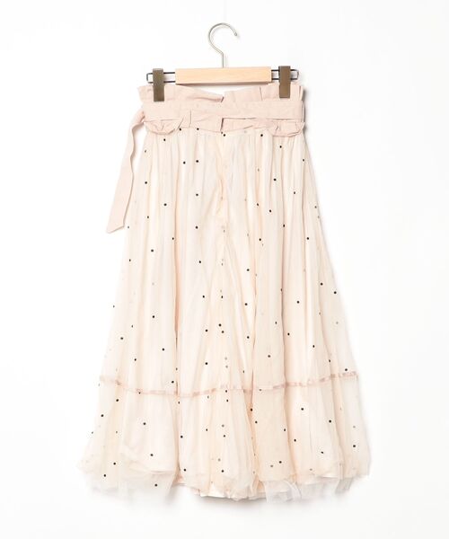 「TITTY&CO.」 ドット柄ロングスカート S ベージュ レディース_画像2