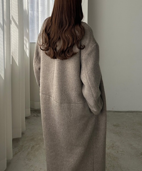 「Louere」 ノーカラーコート SMALL モカ レディース_画像3